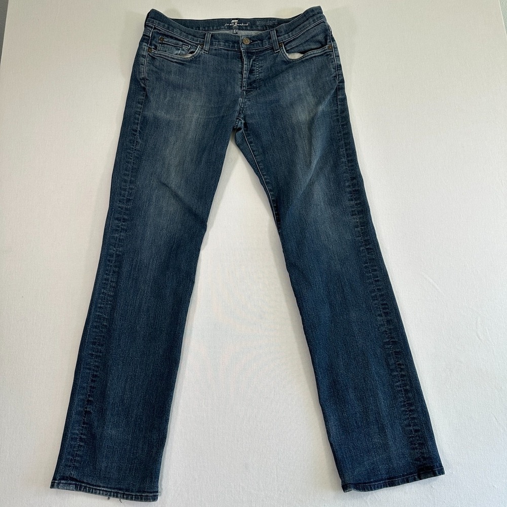 7 For All Mankind Jeans Mens 34 W 31 L Blue Standard Straight Button Fly Denim